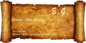 Beer Gergely névjegykártya